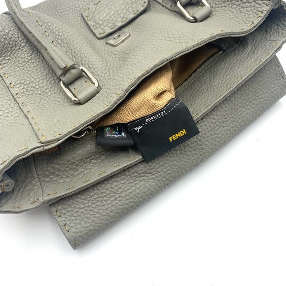 Auth Vtg FENDI Selleria Gray Leather Tote Bag - Picture 3 of 14
